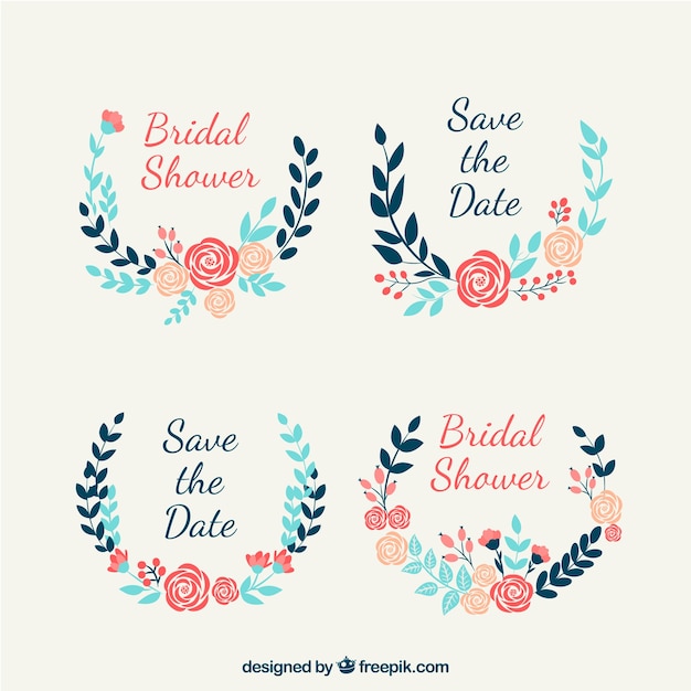 Free vector assortment of pretty floral wedding frames