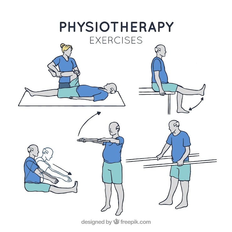 Free Vector assortment of rehabilitation exercises in hand-drawn style