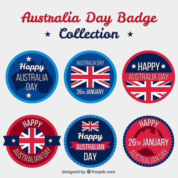 Free vector assortment of round australia day badges