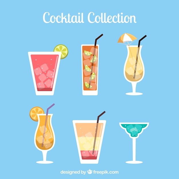 Free vector assortment of summer drinks