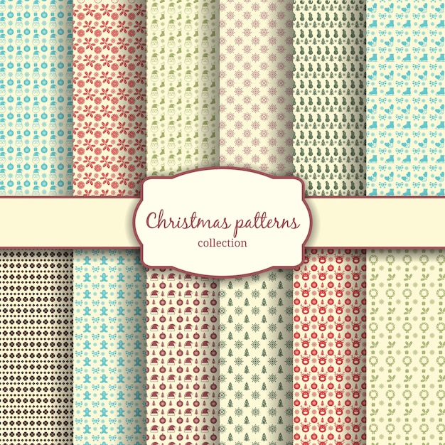 Free vector assortment of traditional christmas patterns with label