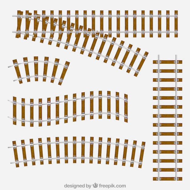 Assortment of train tracks with planks