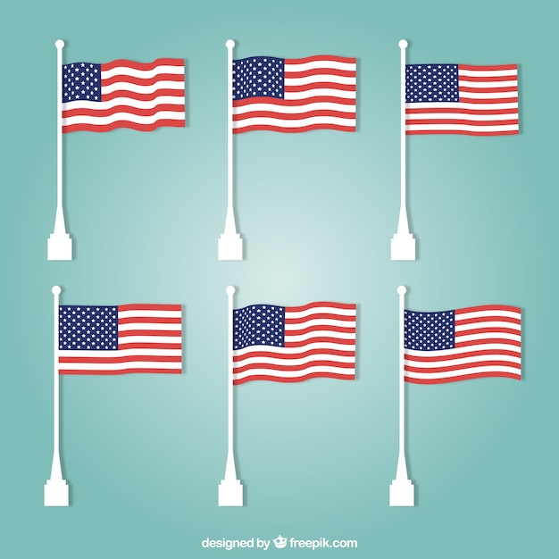 Free vector assortment of united states flags in flat design