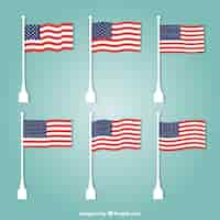 Free vector assortment of united states flags in flat design