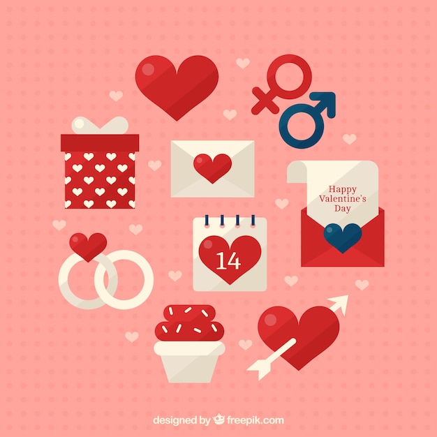 Free vector assortment of valentine elements