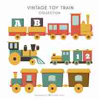 Free vector assortment of vintage toy trains