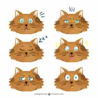 Free vector assortment of watercolor cat emoticons