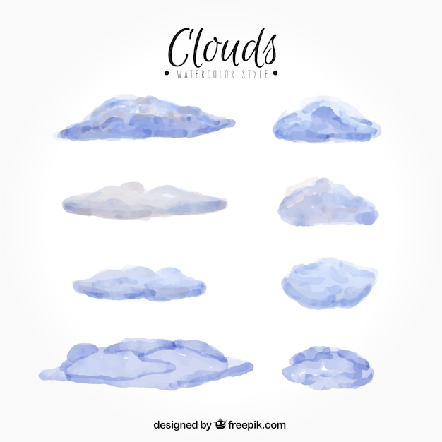 Free vector assortment of watercolor clouds