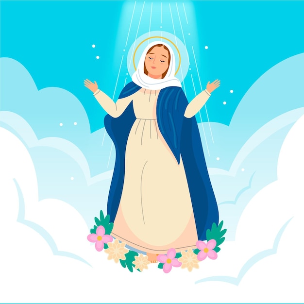 Free vector assumption of mary illustration