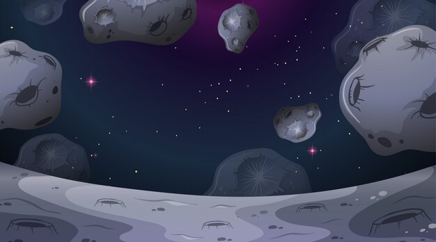 Asteroid moon landscape scene
