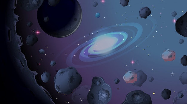 宇宙背景の小惑星