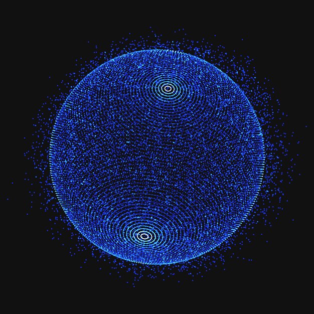 Абстрактный современный фон со светящейся сферой частиц