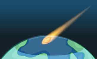 Бесплатное векторное изображение Астроид падает на землю с пустым небом