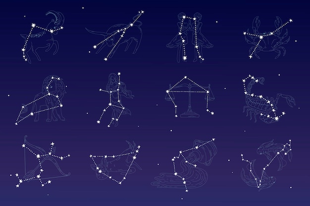 Vettore gratuito set di segni zodiacali astrologici