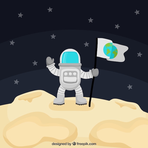 Vettore gratuito sfondo astronauta sulla luna