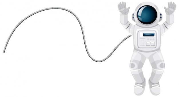 Vettore gratuito cartone animato astronauta su sfondo bianco