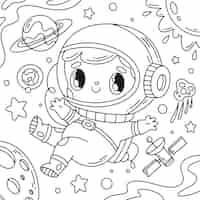 Vettore gratuito illustrazione del libro da colorare dell'astronauta