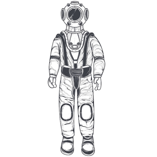 Free vector astronaut, cosmonaut in a space suit and helmet