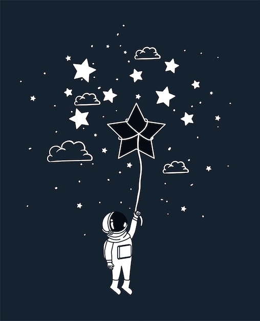 Астронавт рисует со звездой
