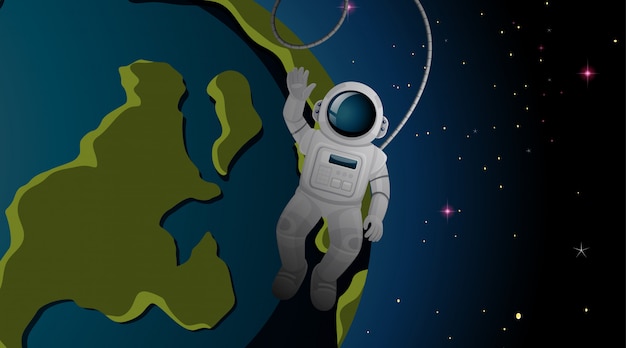 Free vector astronaut and earth background