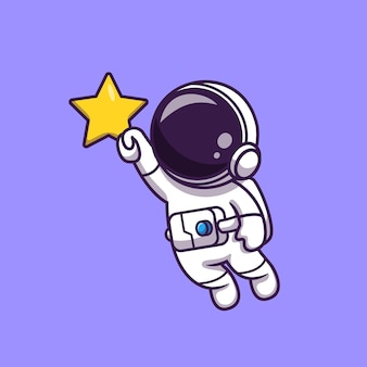 Astronaut flying and holding star