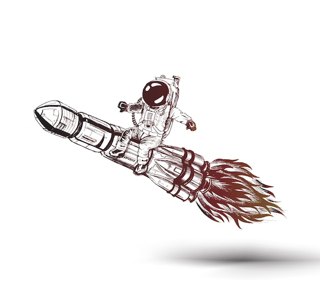 Free vector astronaut flying on the rocket poster design element