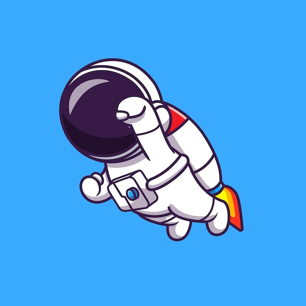 ロケットイラストで飛んでいる宇宙飛行士