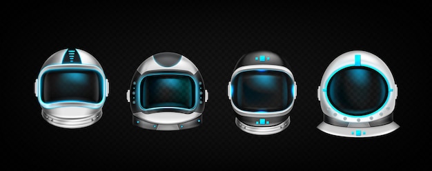 無料ベクター 宇宙飛行士のヘルメットセット