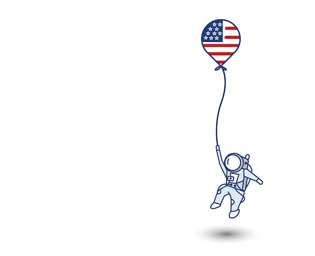 Astronaut holding usa balloon 4th of july american independence day