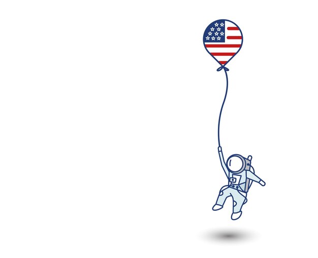 Астронавт держит воздушный шар США 4 июля День независимости США