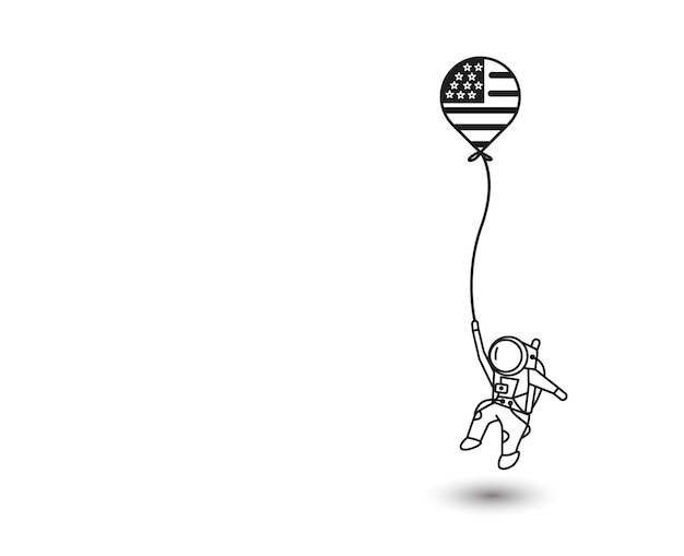 Free vector astronaut holding usa balloon 4th of july american independence day