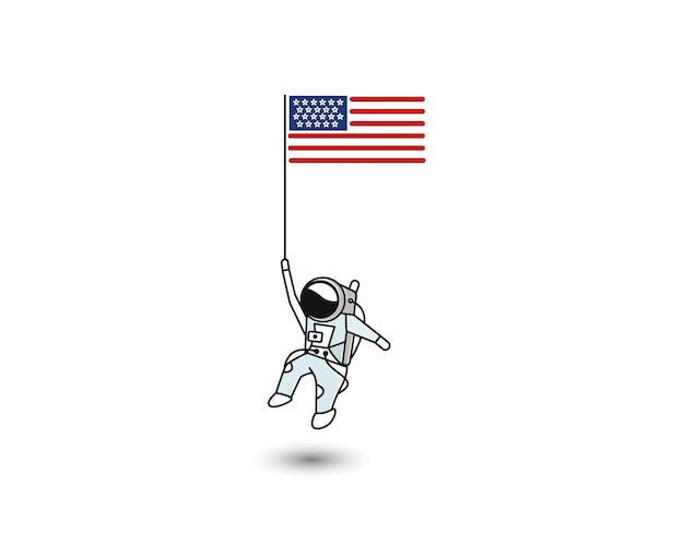 Астронавт держит флаг США 4 июля День независимости США