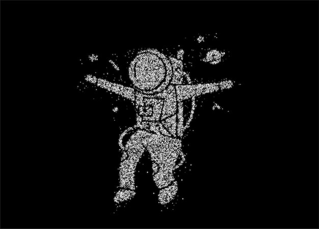 Астронавт в скафандре, иллюстрация дизайна частиц искусства.