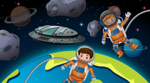 無料ベクター 宇宙飛行士の子供たち