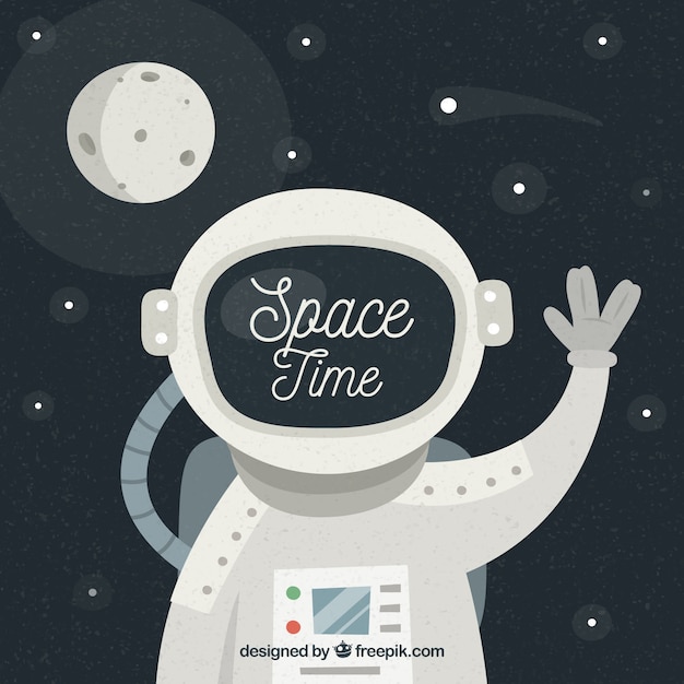 Free vector astronaut and moon background
