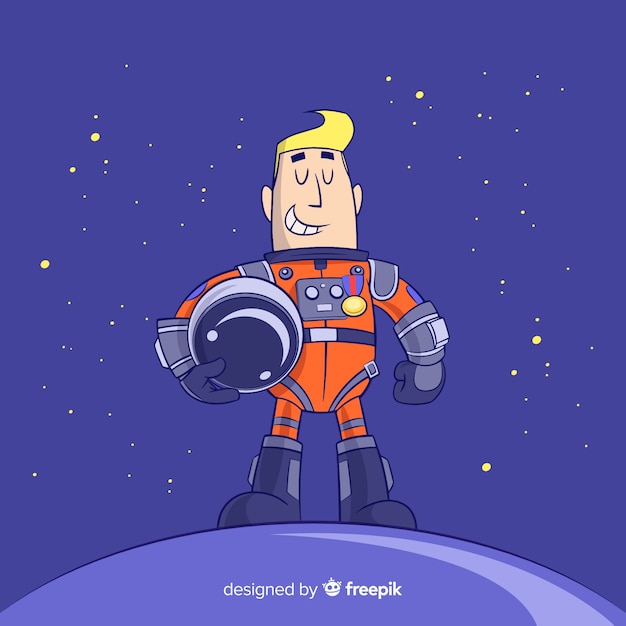 Free vector astronaut on moon background