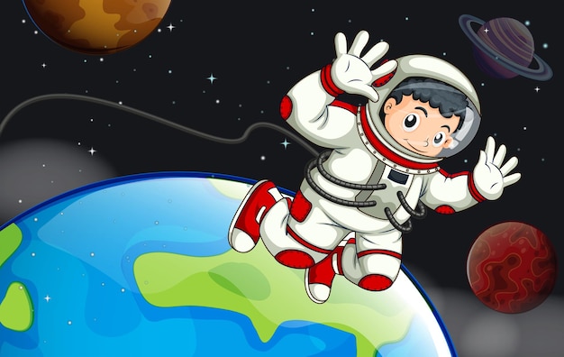 Free vector an astronaut in the outerspace