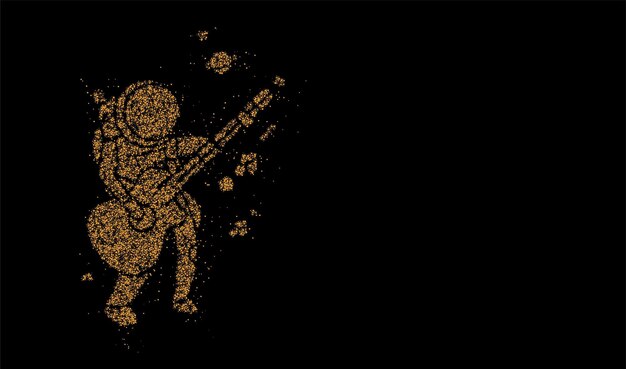 Astronaut in Playing Guitar, Particle Vector illustration.