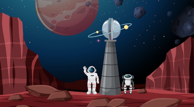 Free vector astronaut space background scene