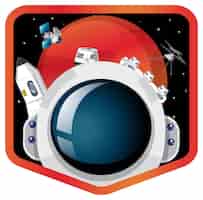 Vettore gratuito astronauta nel badge spaziale su sfondo bianco