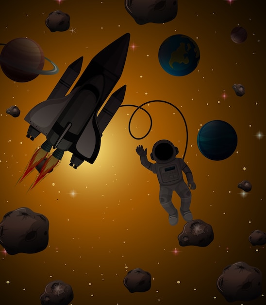 Free vector astronaut in space scene