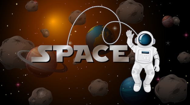 Free vector astronaut in space scene