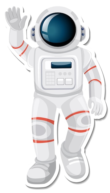 스티커 스타일의 우주 비행사 또는 우주인 만화 캐릭터