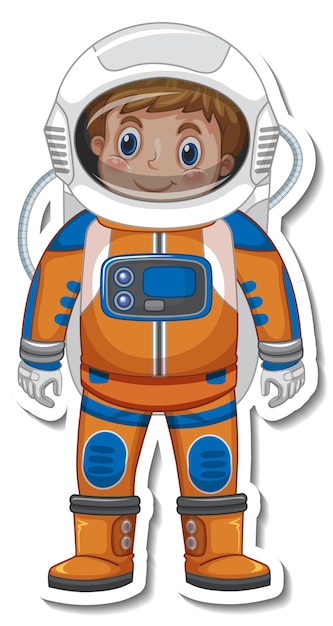 Free vector astronaut or spaceman cartoon character in sticker style