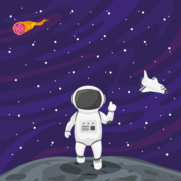 Астронавт гуляет по луне