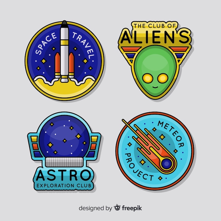 Free Vector astronomical badge collection