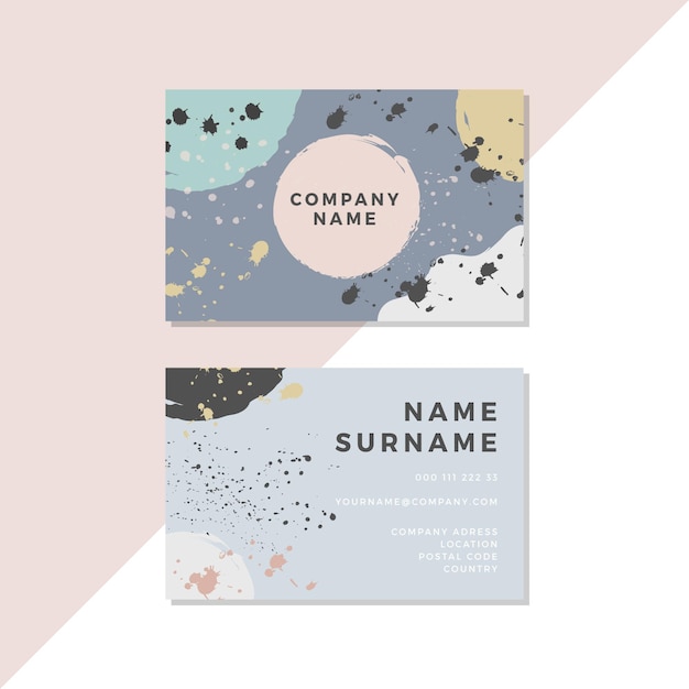 Free vector asymmetrical dots hand painted business cards