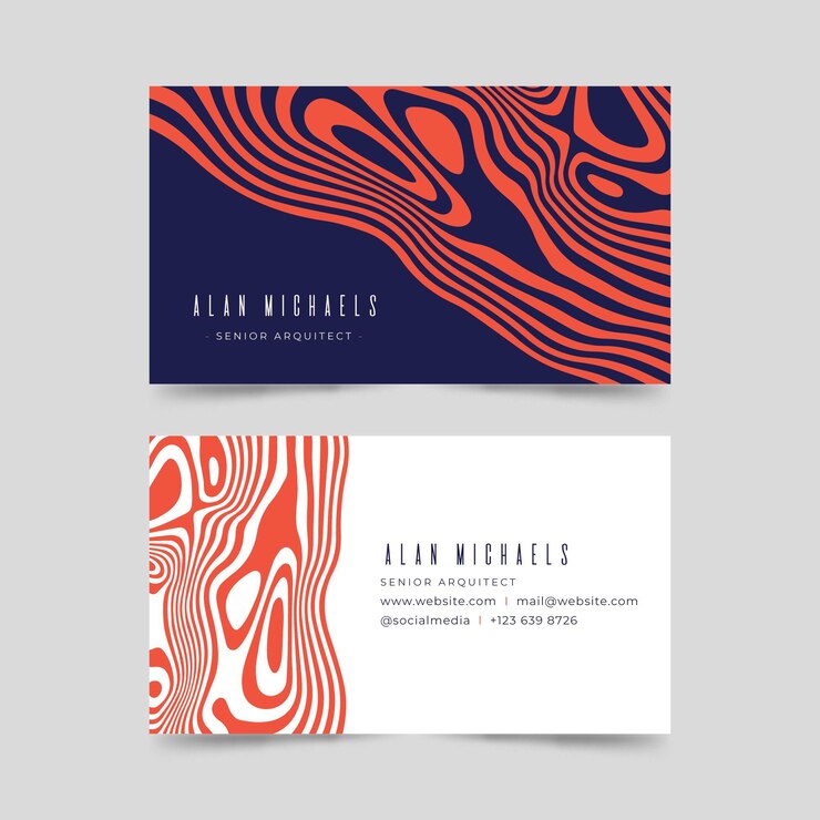 Free Vector asymmetrical red distorted lines business cards