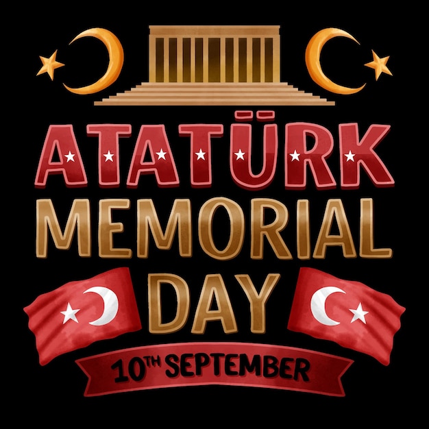 Free vector ataturk memorial day lettering