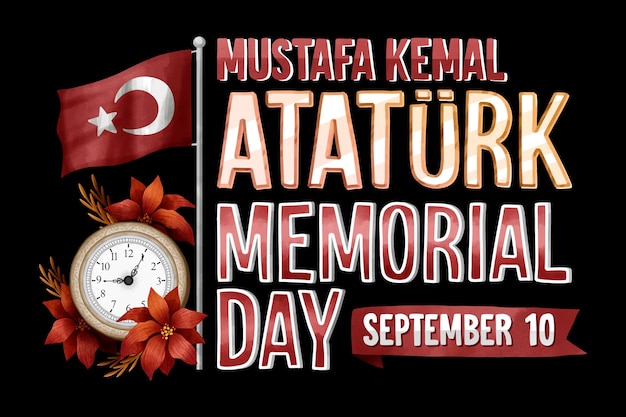 Free vector ataturk memorial day lettering